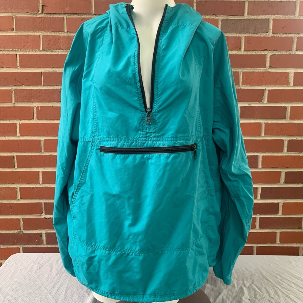 LL Bean Vintage Green Anorak Jacket Green 1/4 Zip 90s Pullover- Large